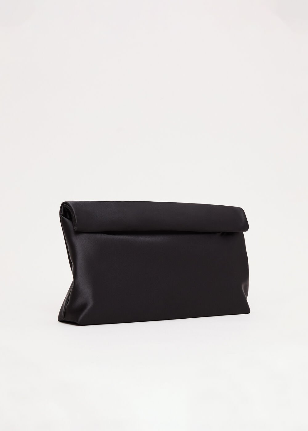 Satin Clutch Bag - Black