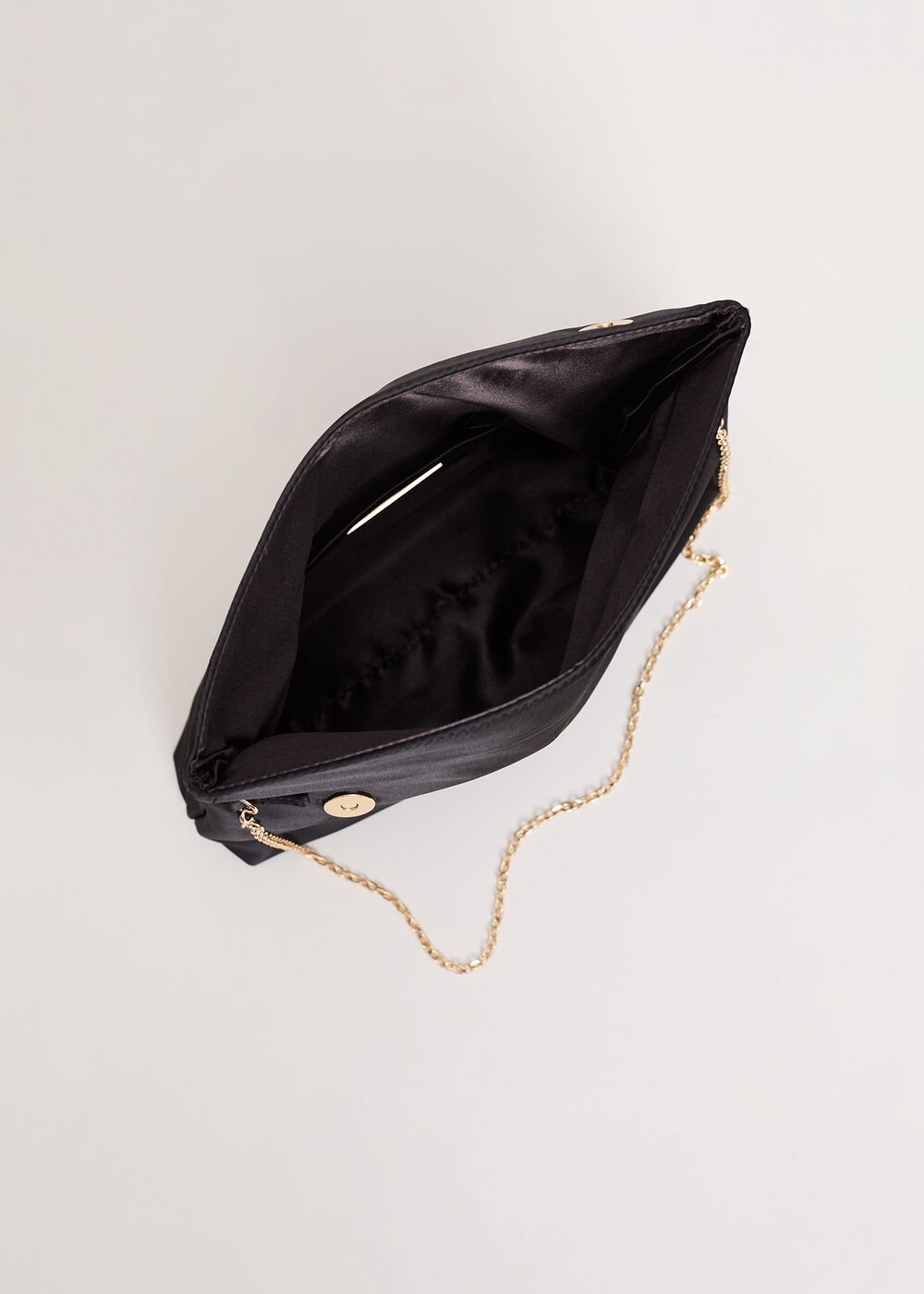 Satin Clutch Bag - Black