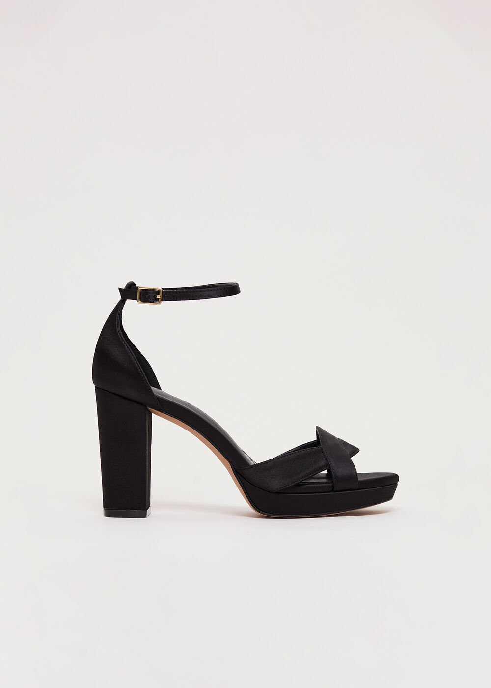Satin Black Platform Sandal - Black