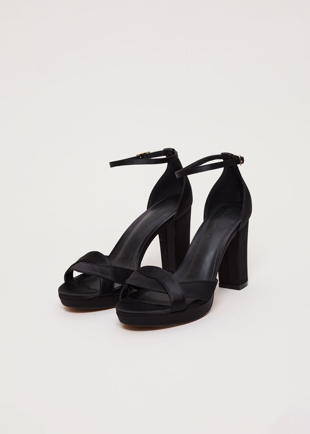 Satin Black Platform Sandal - Black