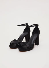 Satin Black Platform Sandal - Black