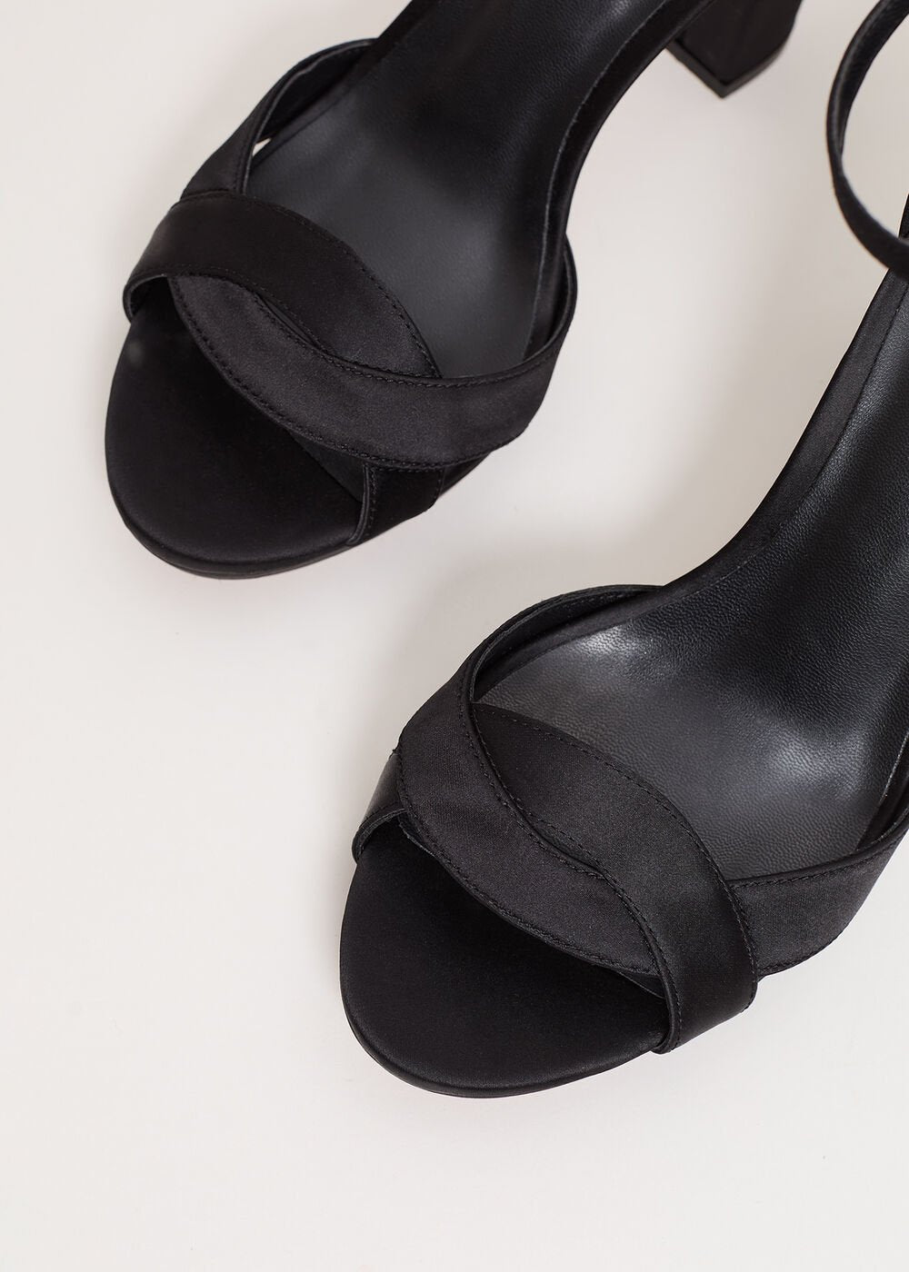 Satin Black Platform Sandal - Black