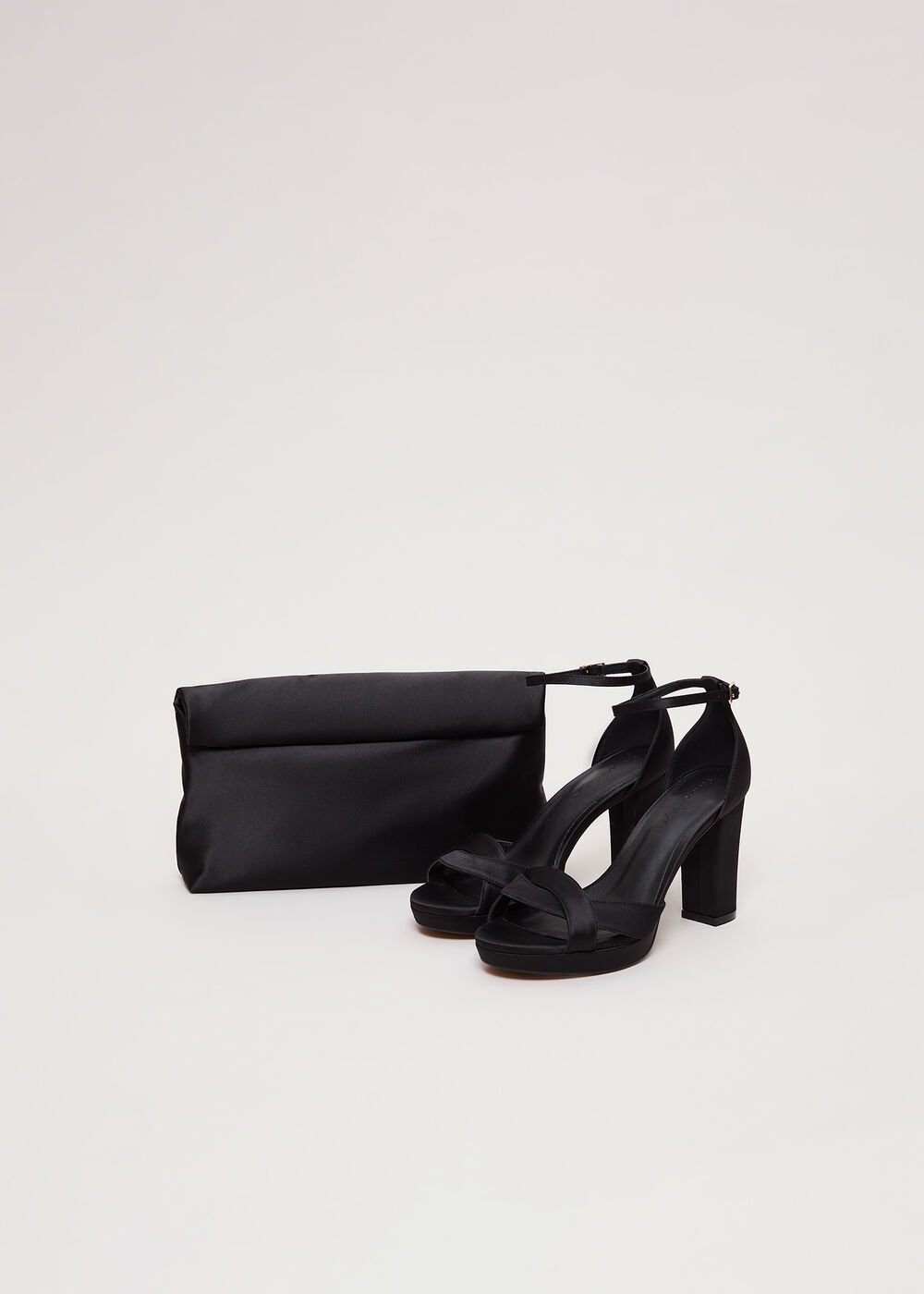 Satin Black Platform Sandal - Black