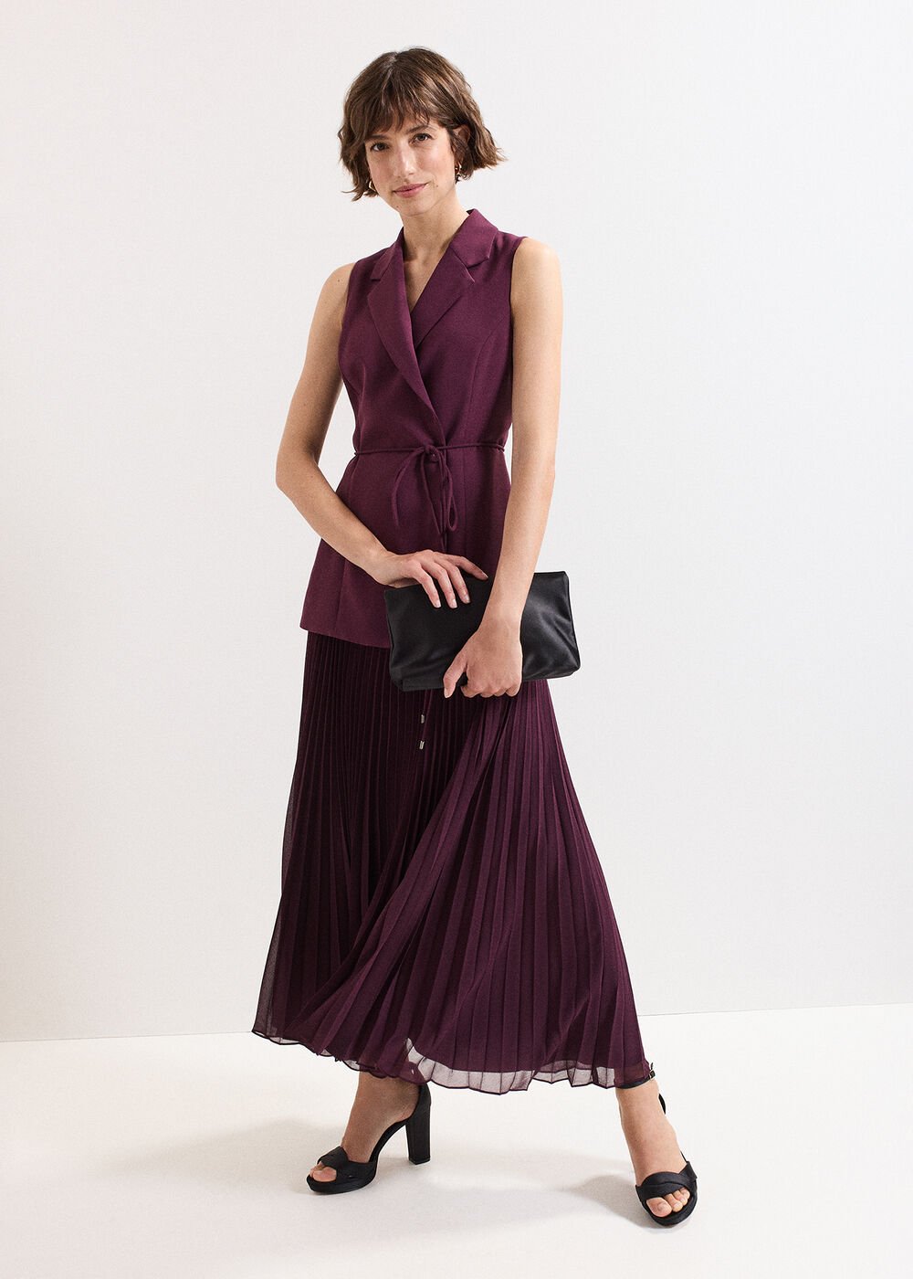 Becky Tux Midi Dress - Burgundy
