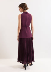 Becky Tux Midi Dress - Burgundy