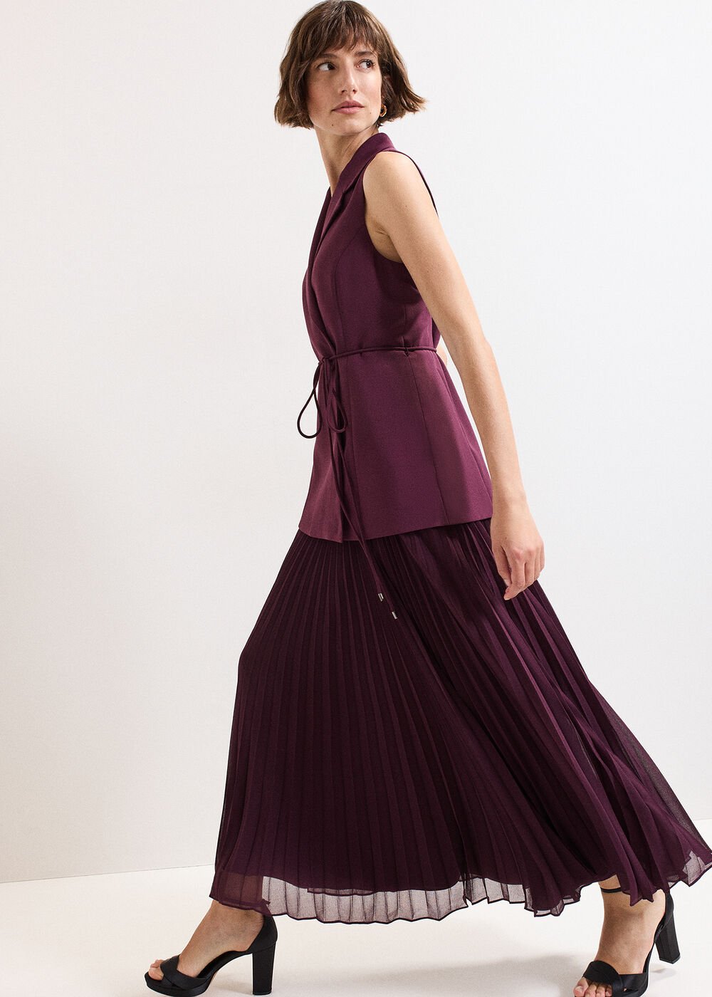 Becky Tux Midi Dress - Burgundy