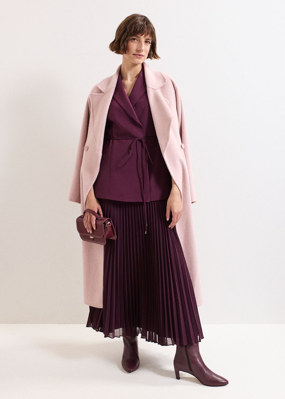 Becky Tux Midi Dress - Burgundy