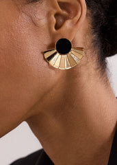 Velvet Fan Earrings - Black