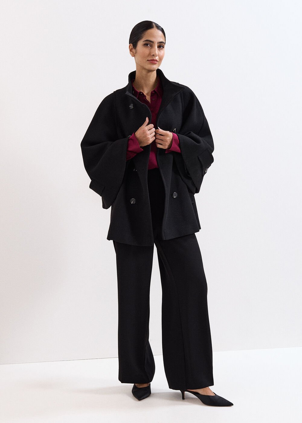 Katlin Cape Coat - Black