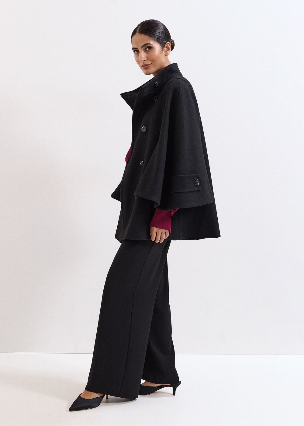 Katlin Cape Coat - Black