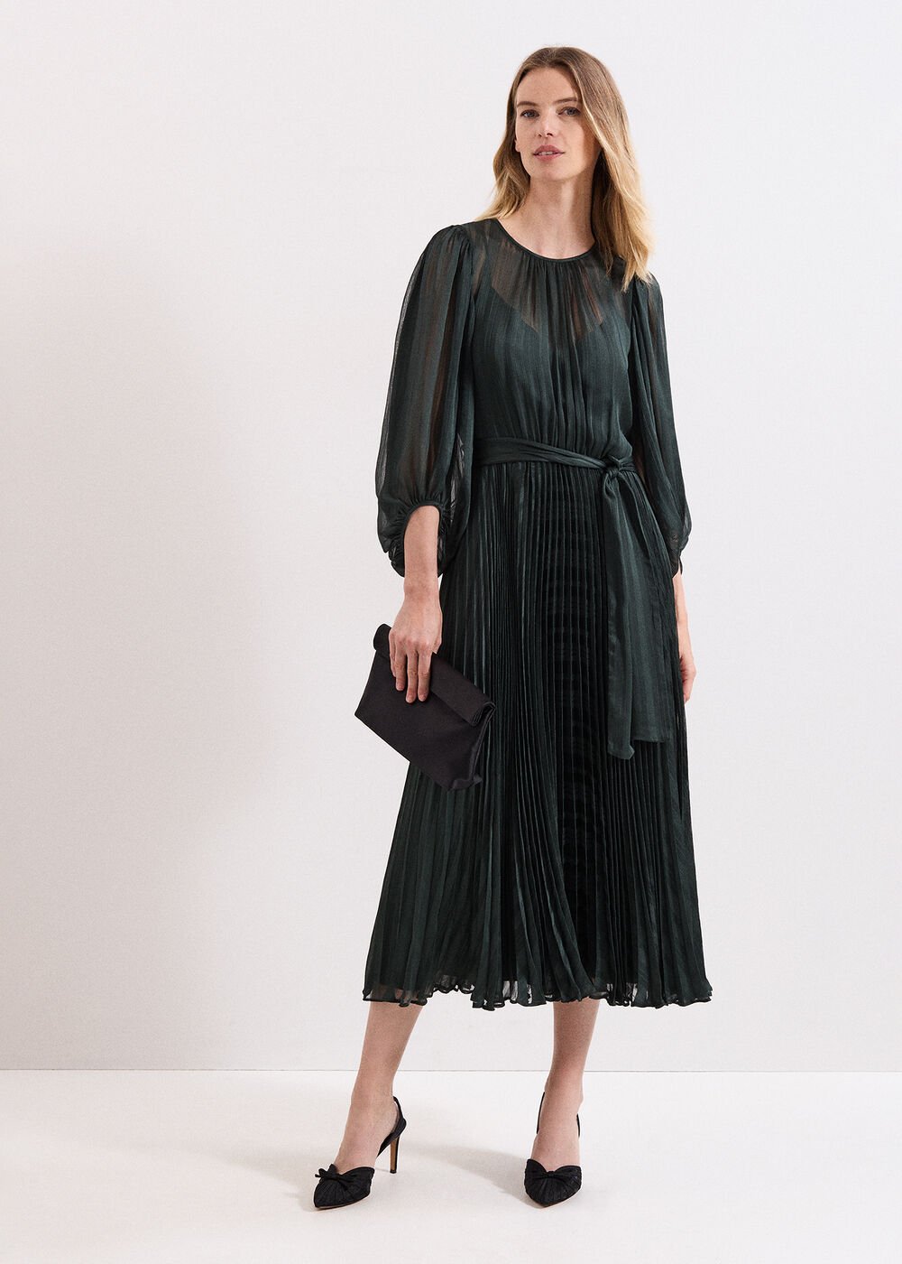 Lucie Pleat Dress - Green