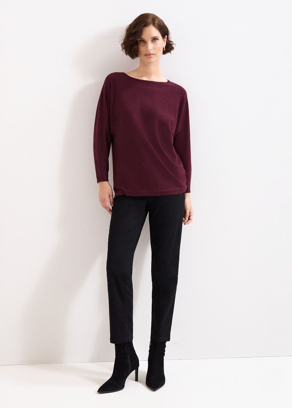 Long Line Cristine Jumper - Burgundy