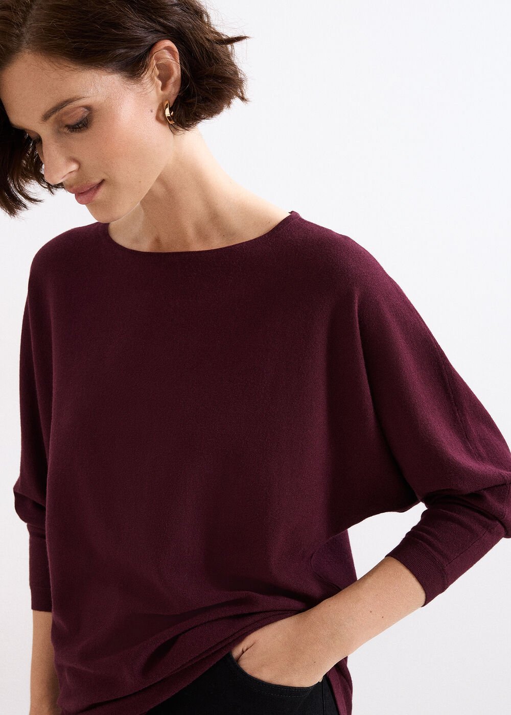 Long Line Cristine Jumper - Burgundy