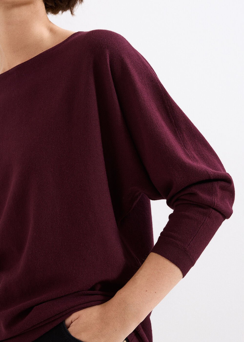 Long Line Cristine Jumper - Burgundy