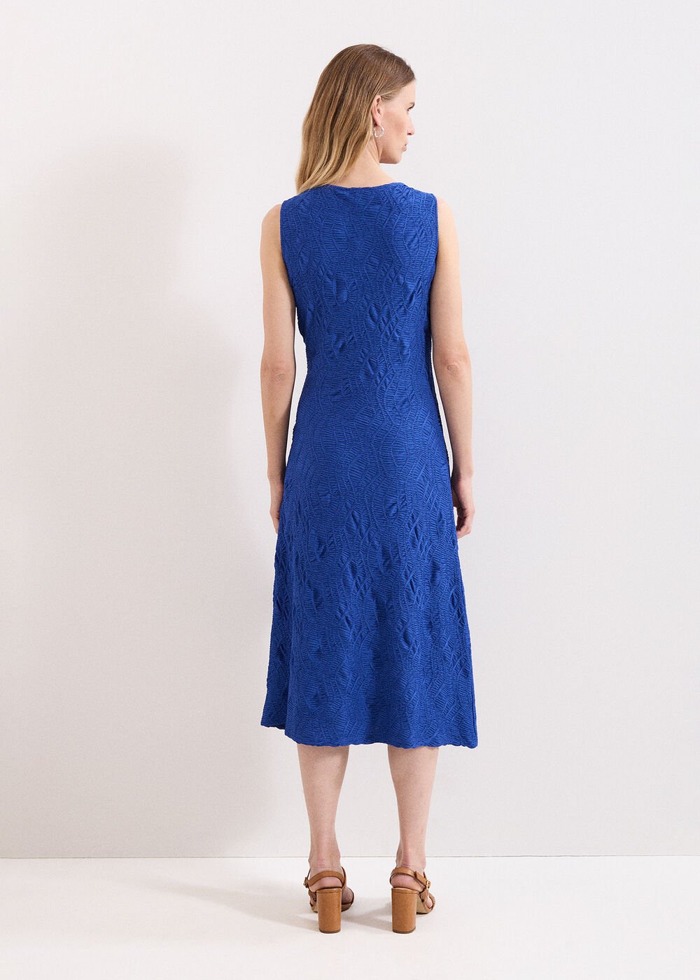 Talia Textured Midi Dress - Blue