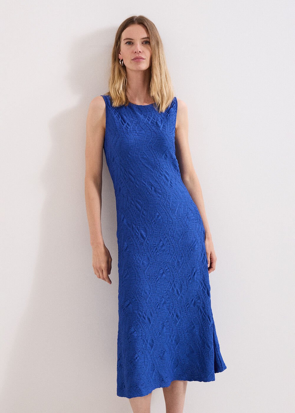 Talia Textured Midi Dress - Blue