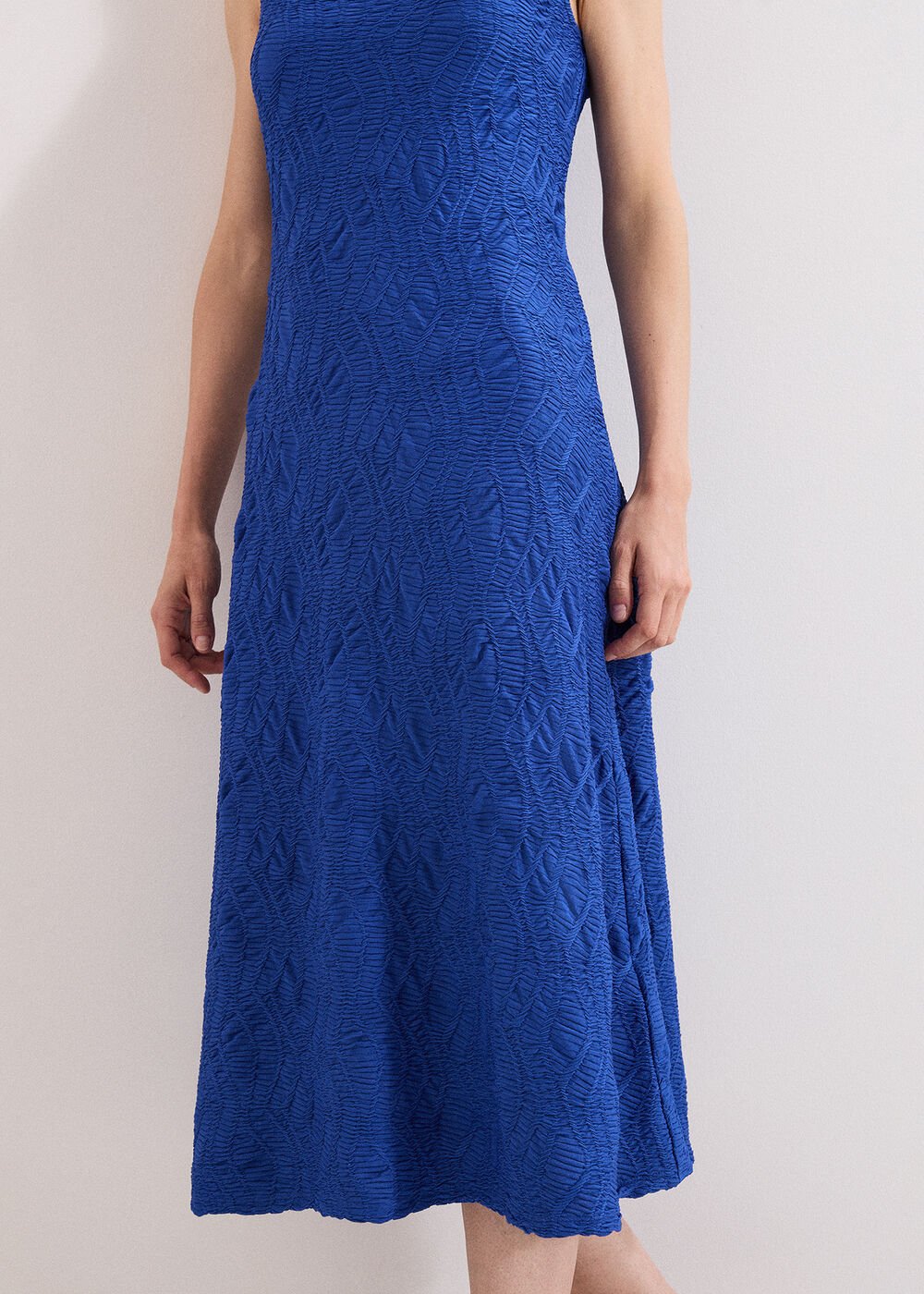 Talia Textured Midi Dress - Blue