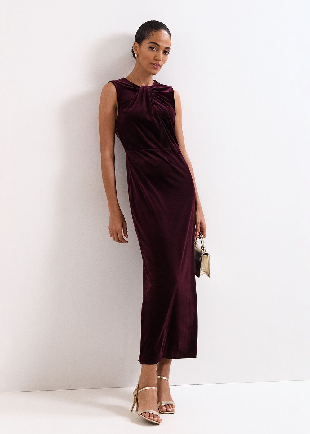 Ava Velvet Maxi Dress - Burgundy