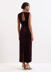 Ava Velvet Maxi Dress - Burgundy