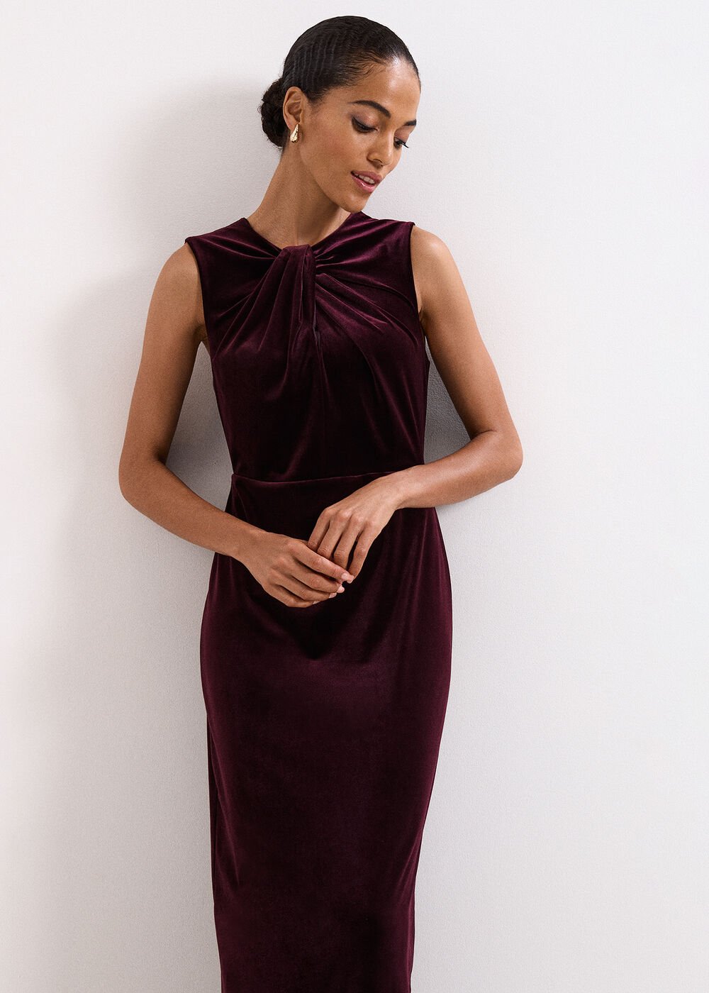 Ava Velvet Maxi Dress - Burgundy