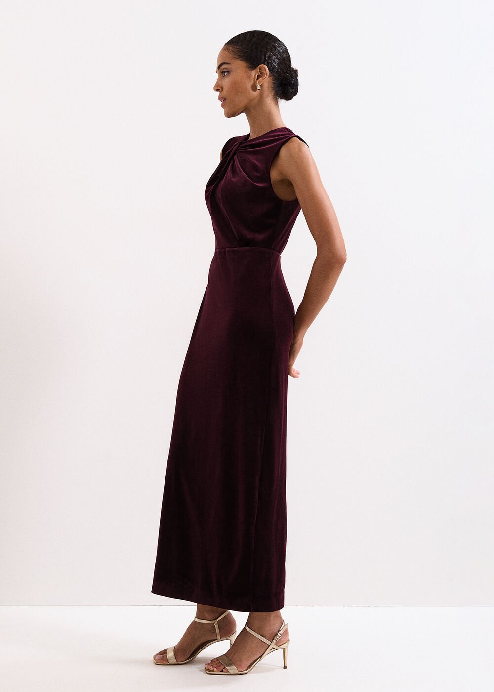 Ava Velvet Maxi Dress - Burgundy