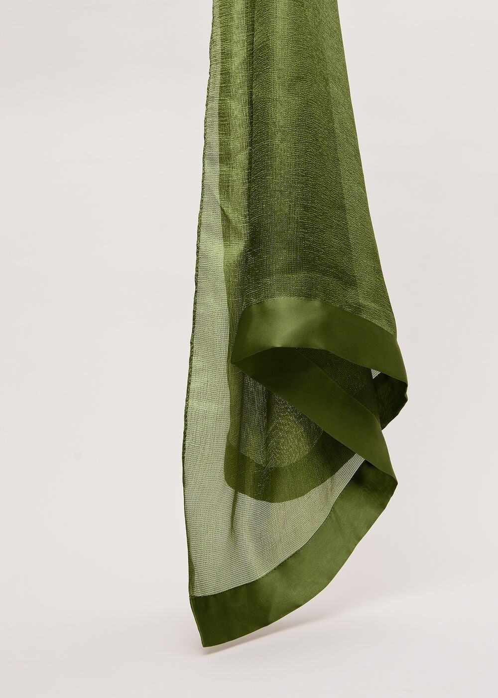 Satin Trim Scarf - Green
