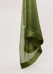 Satin Trim Scarf - Green