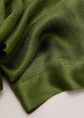 Satin Trim Scarf - Green