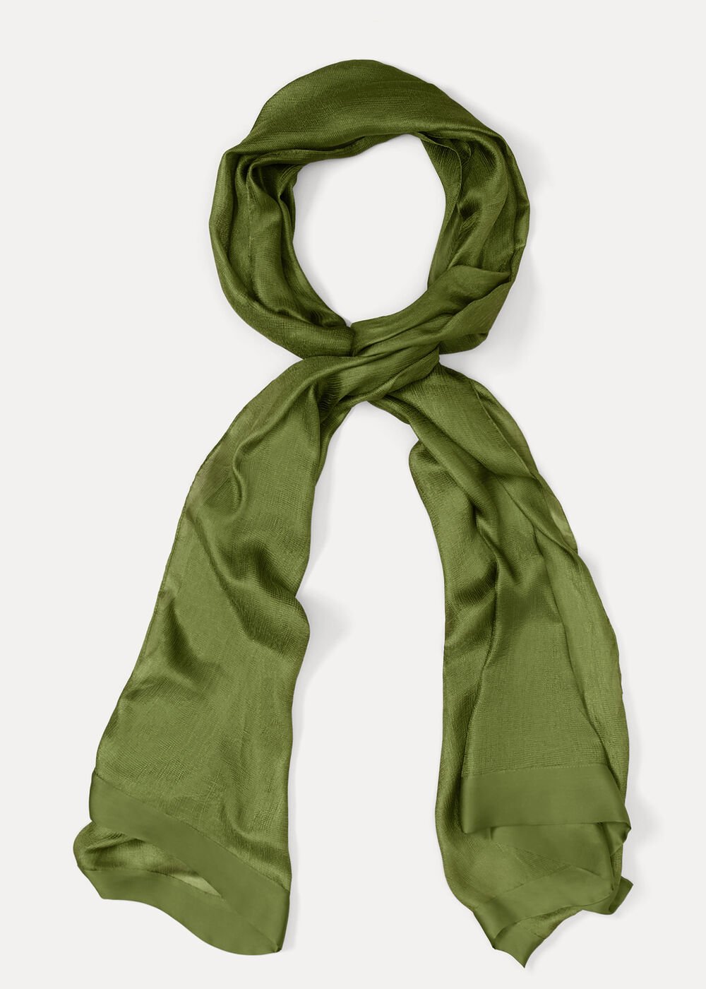 Satin Trim Scarf - Green