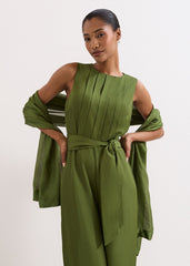 Satin Trim Scarf - Green