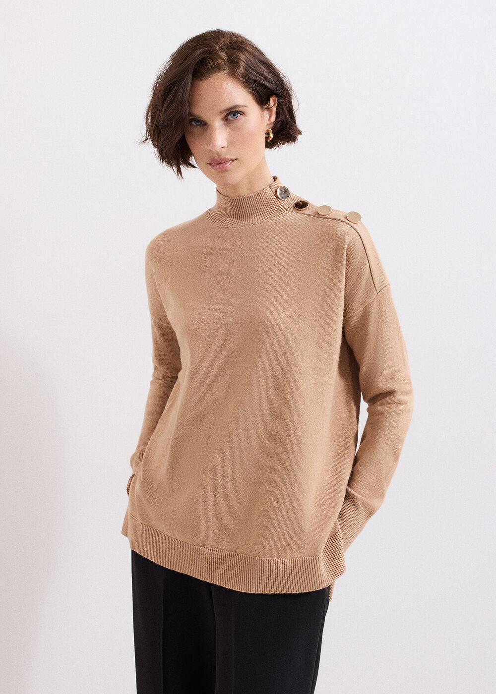 Holly Button Jumper - Brown
