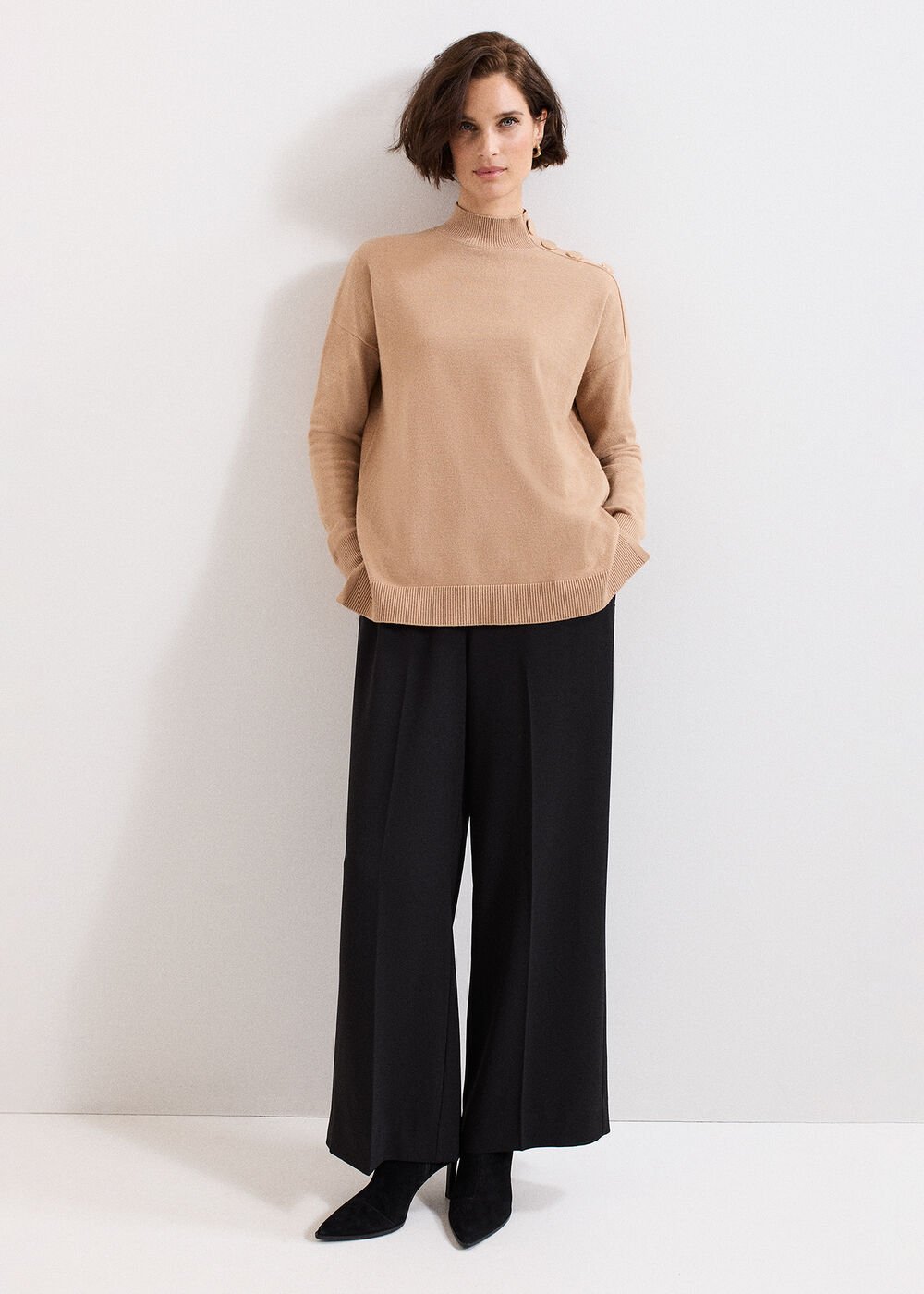 Holly Button Jumper - Brown
