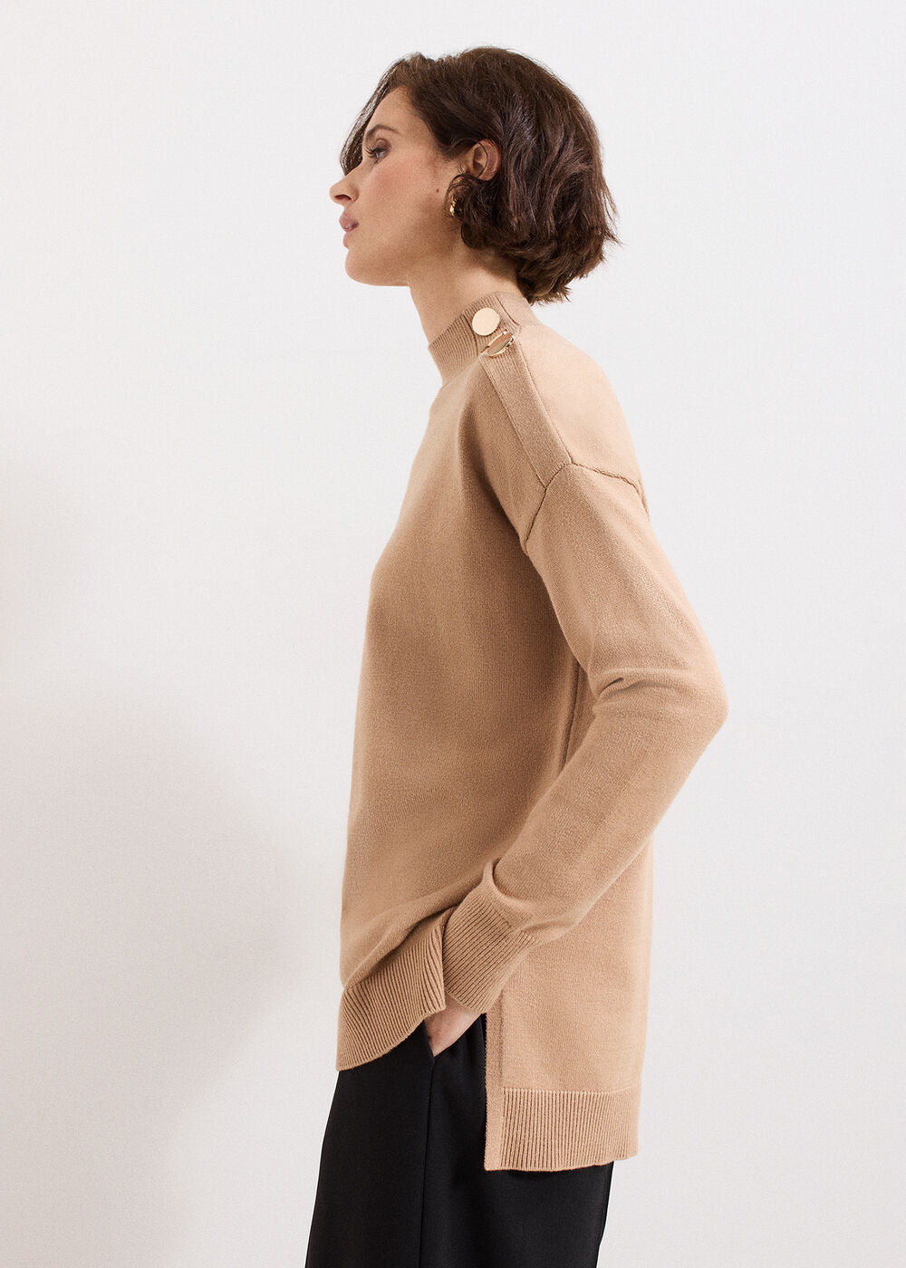 Holly Button Jumper - Brown