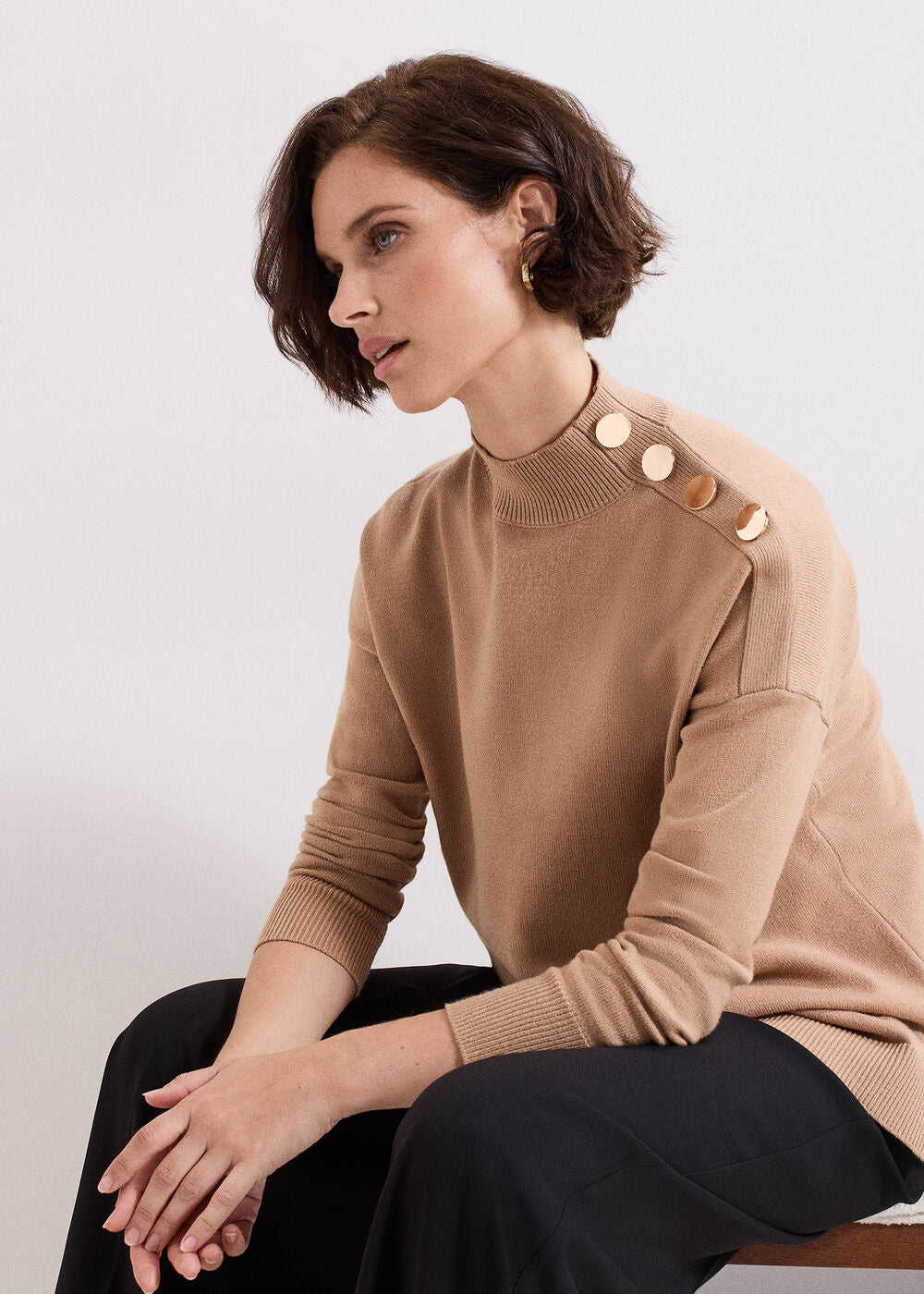 Holly Button Jumper - Brown