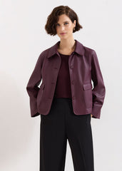 Malina PU Jacket - Burgundy