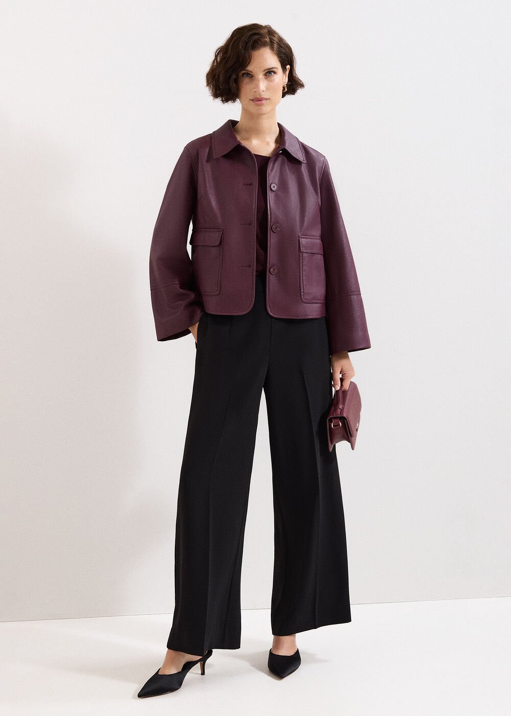 Malina PU Jacket - Burgundy