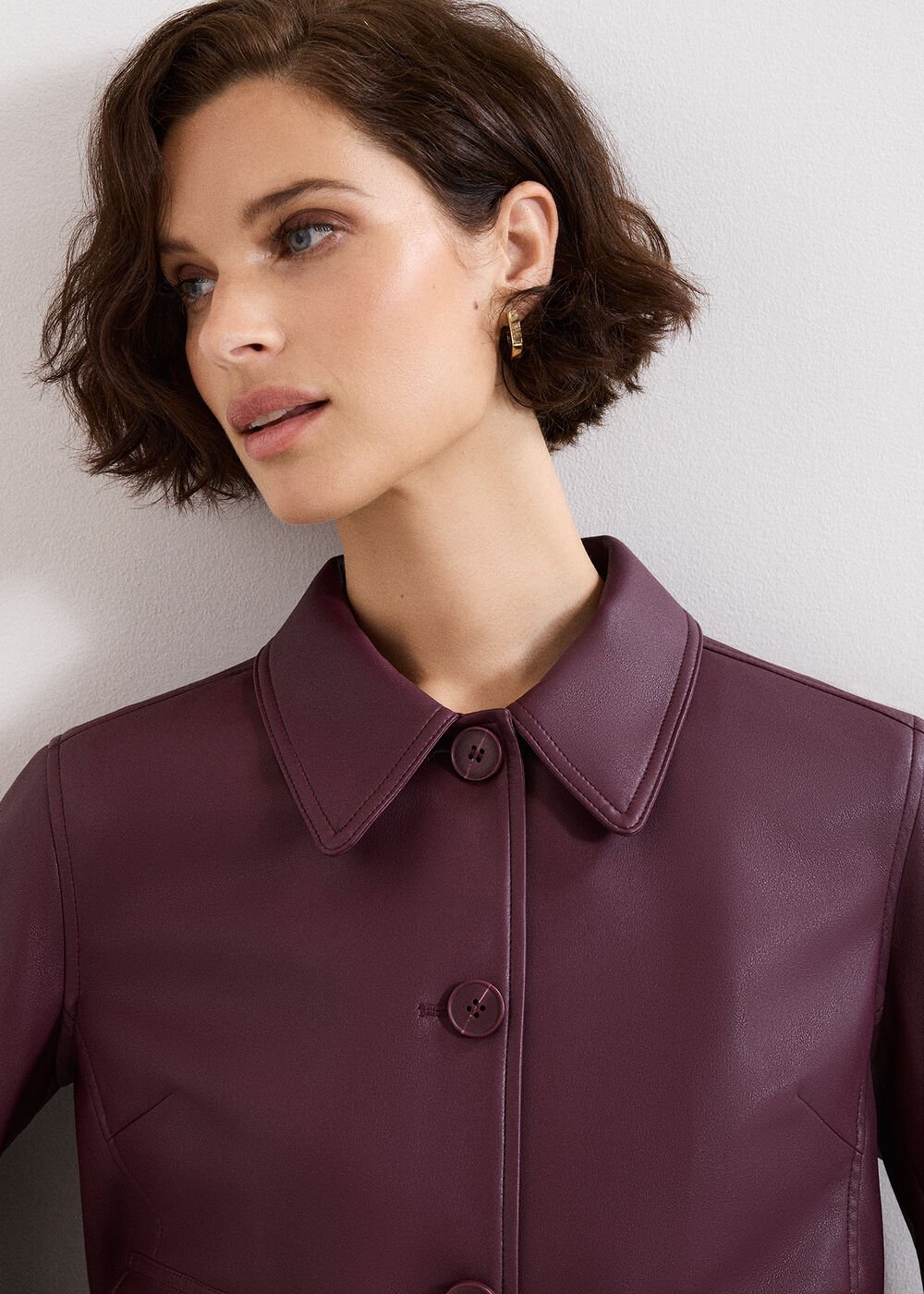 Malina PU Jacket - Burgundy