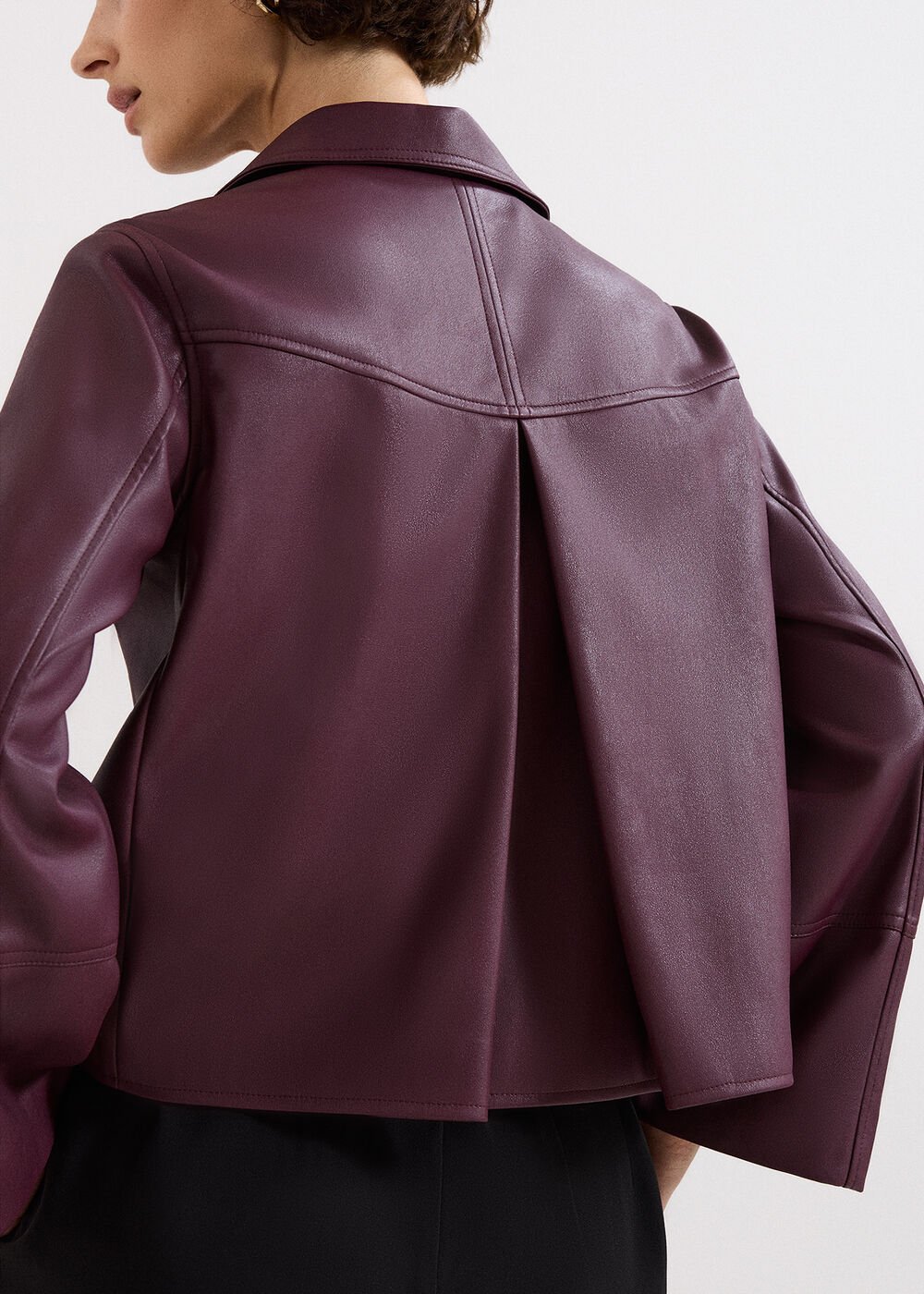 Malina PU Jacket - Burgundy