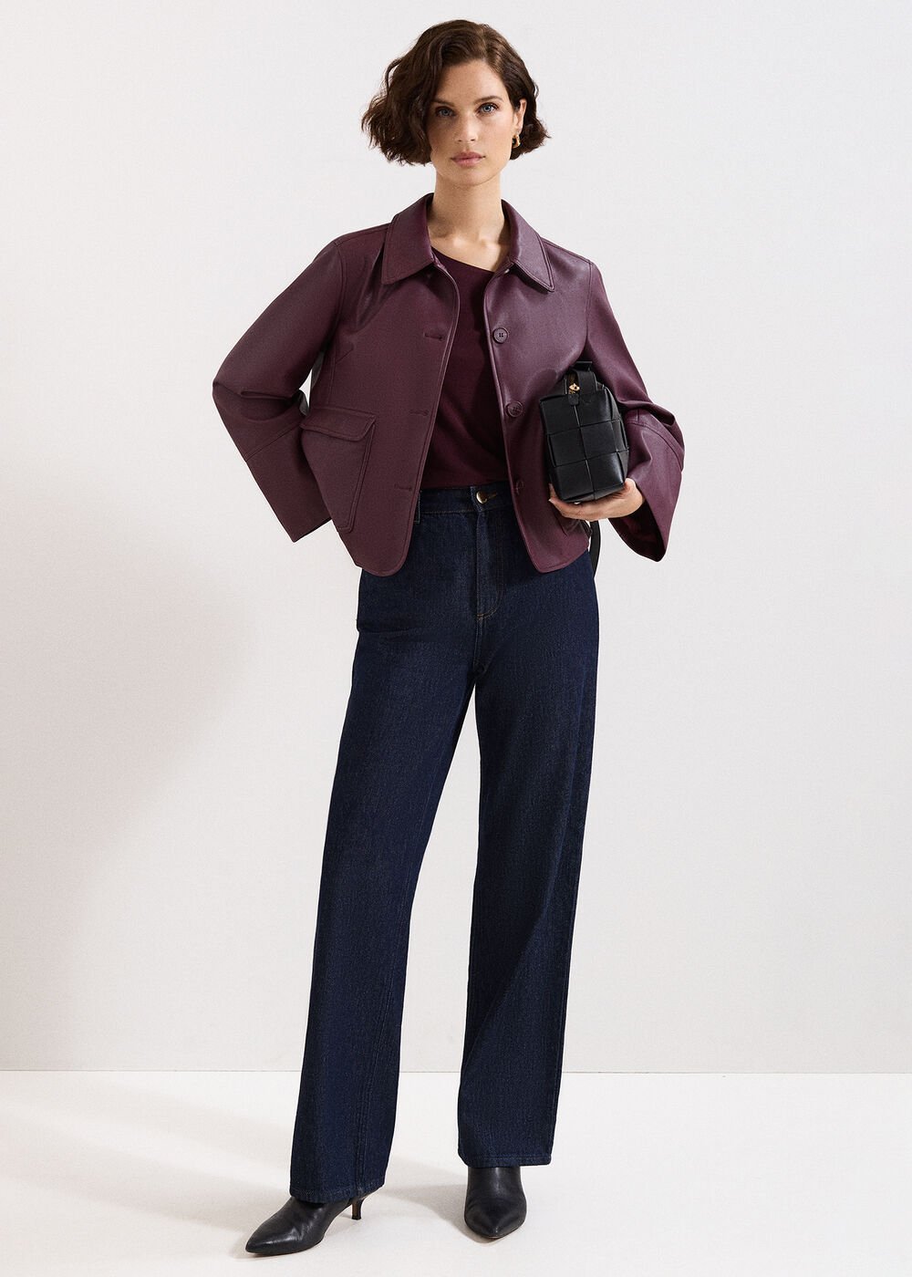 Malina PU Jacket - Burgundy
