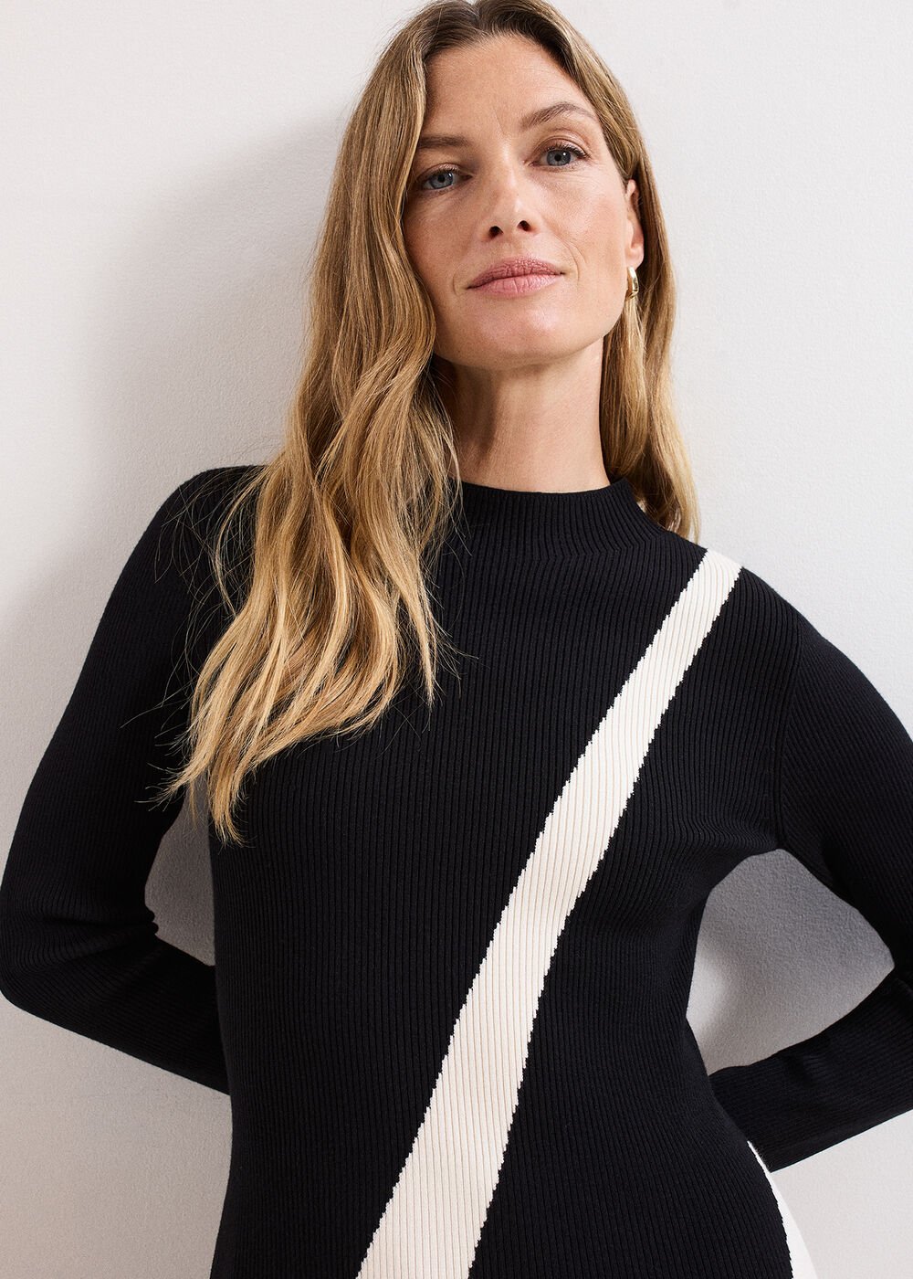 Petite Julie Knit Dress - Black/Ivory