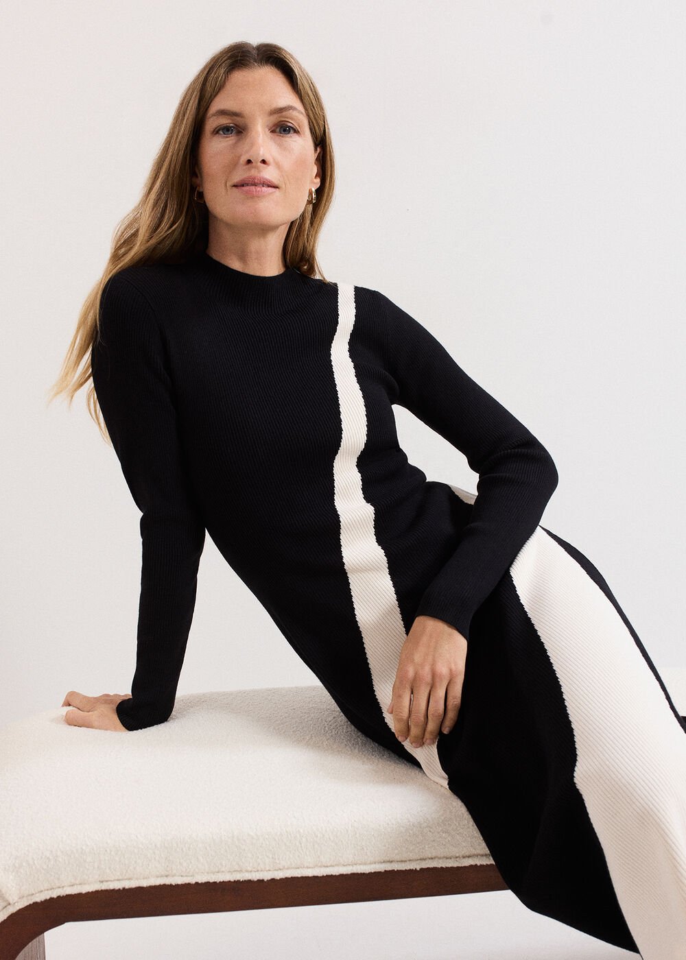 Petite Julie Knit Dress - Black/Ivory