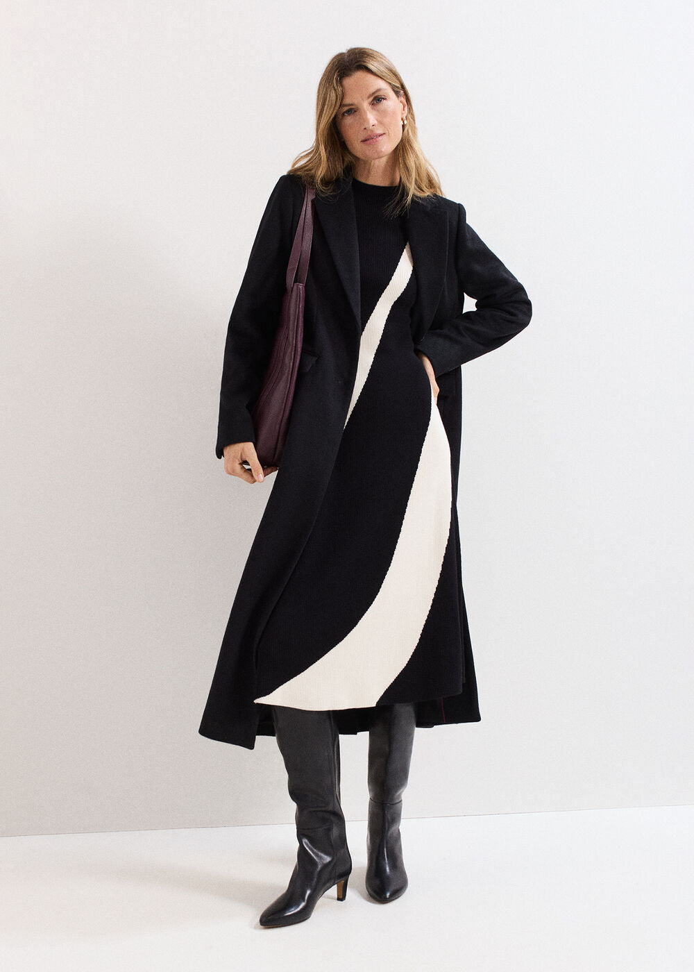 Petite Julie Knit Dress - Black/Ivory