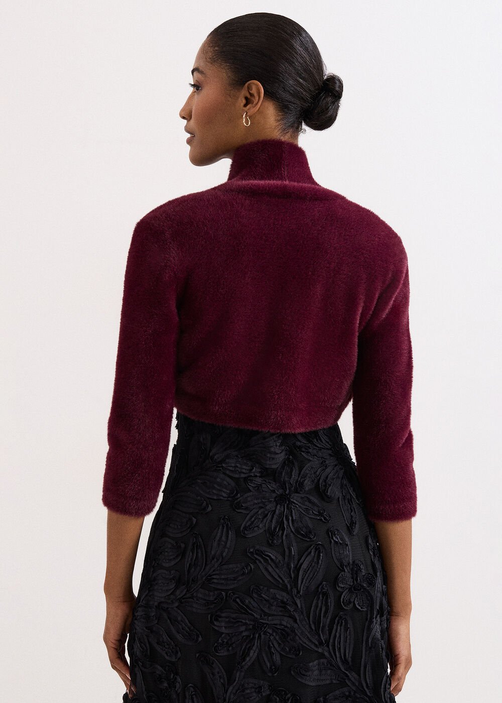 Fay Burgundy Fluffy Bolero - Burgundy