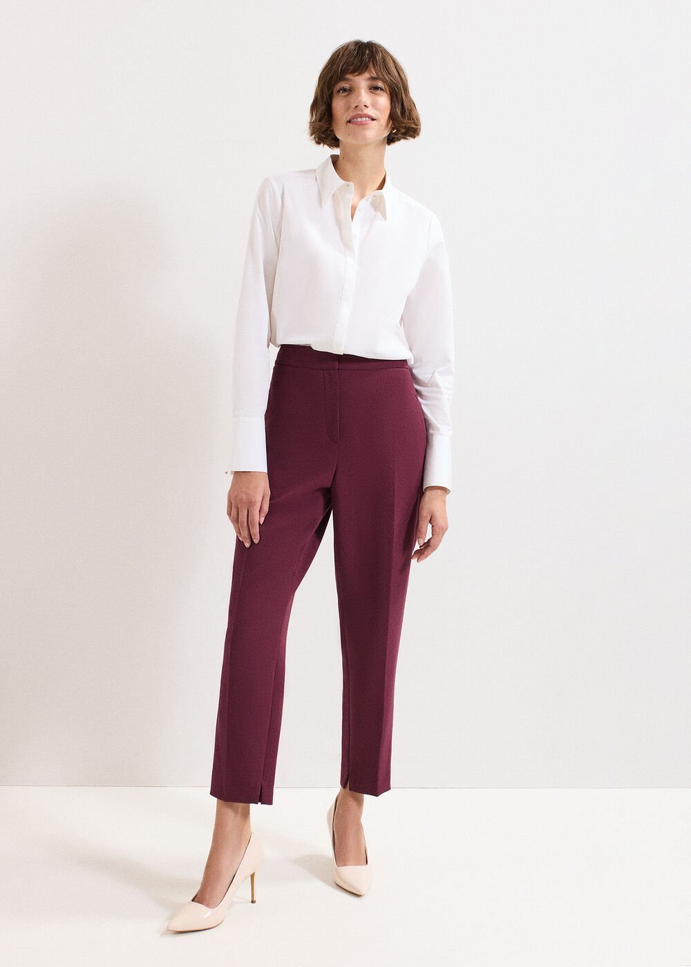 Fara Taper Trousers - Burgundy