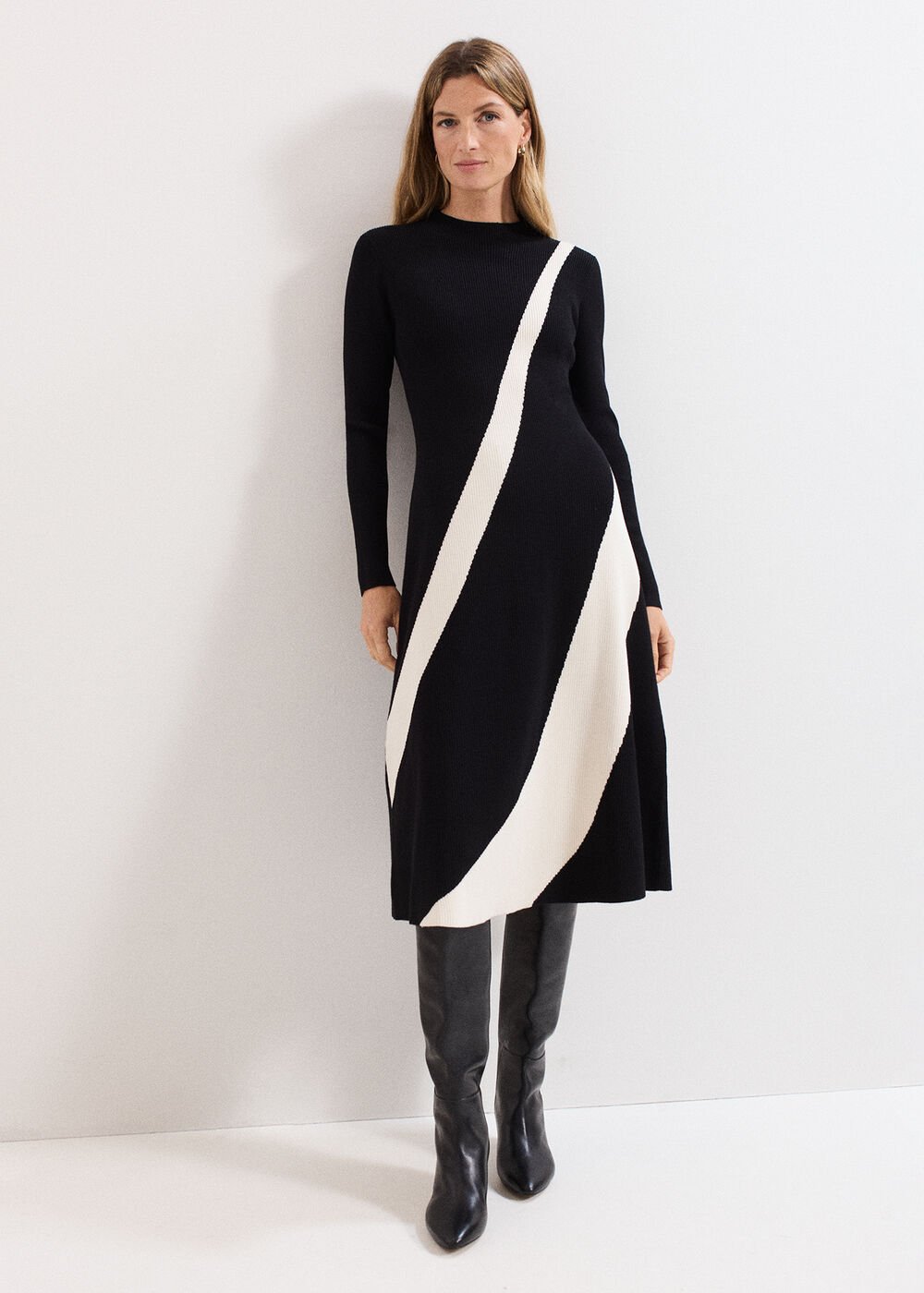 Julie Knit Dress - Black/Ivory