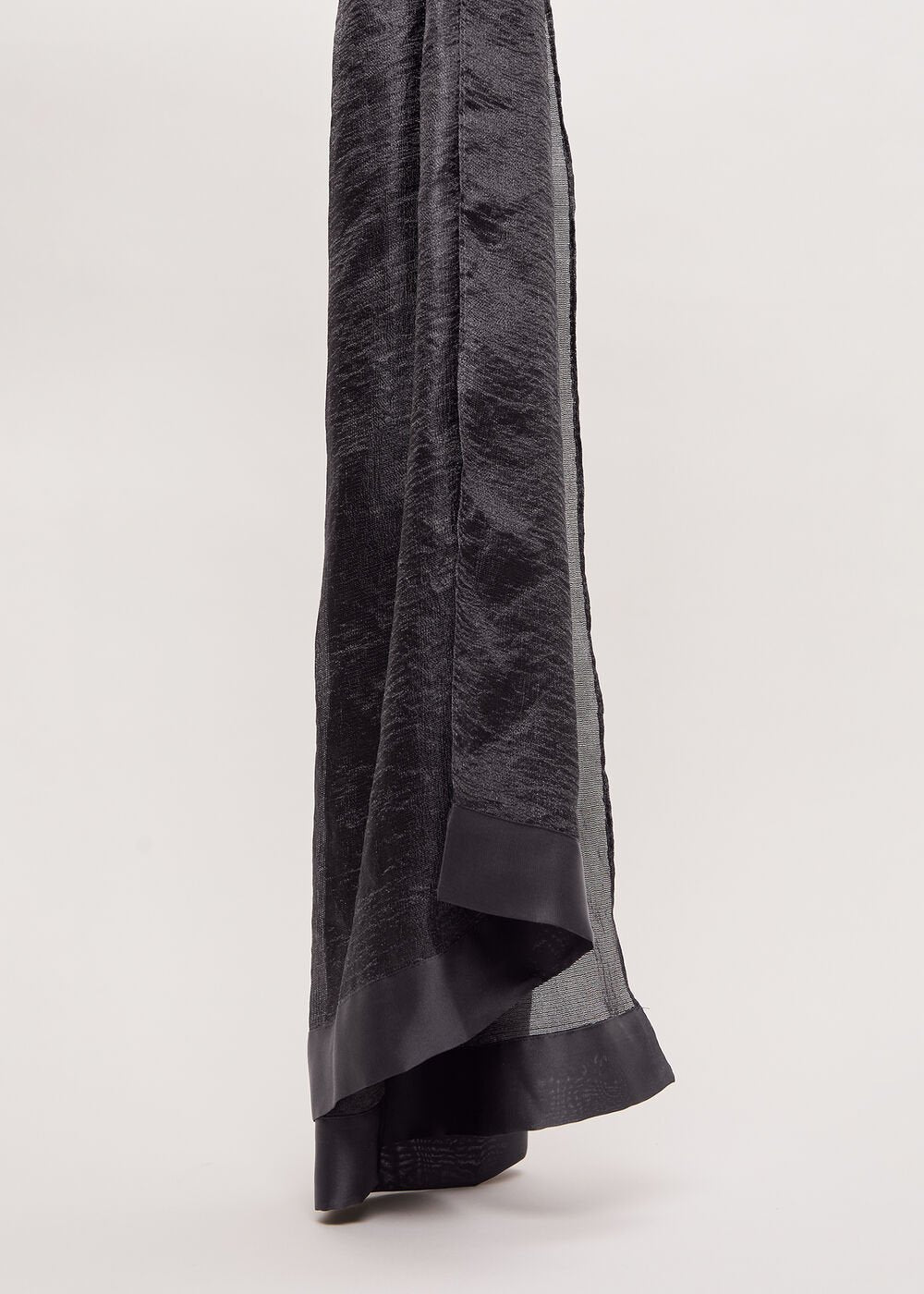 Satin Trim Scarf - Black