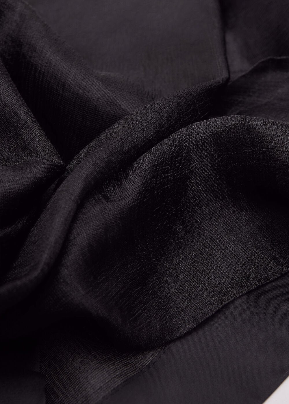 Satin Trim Scarf - Black