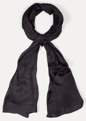 Satin Trim Scarf - Black
