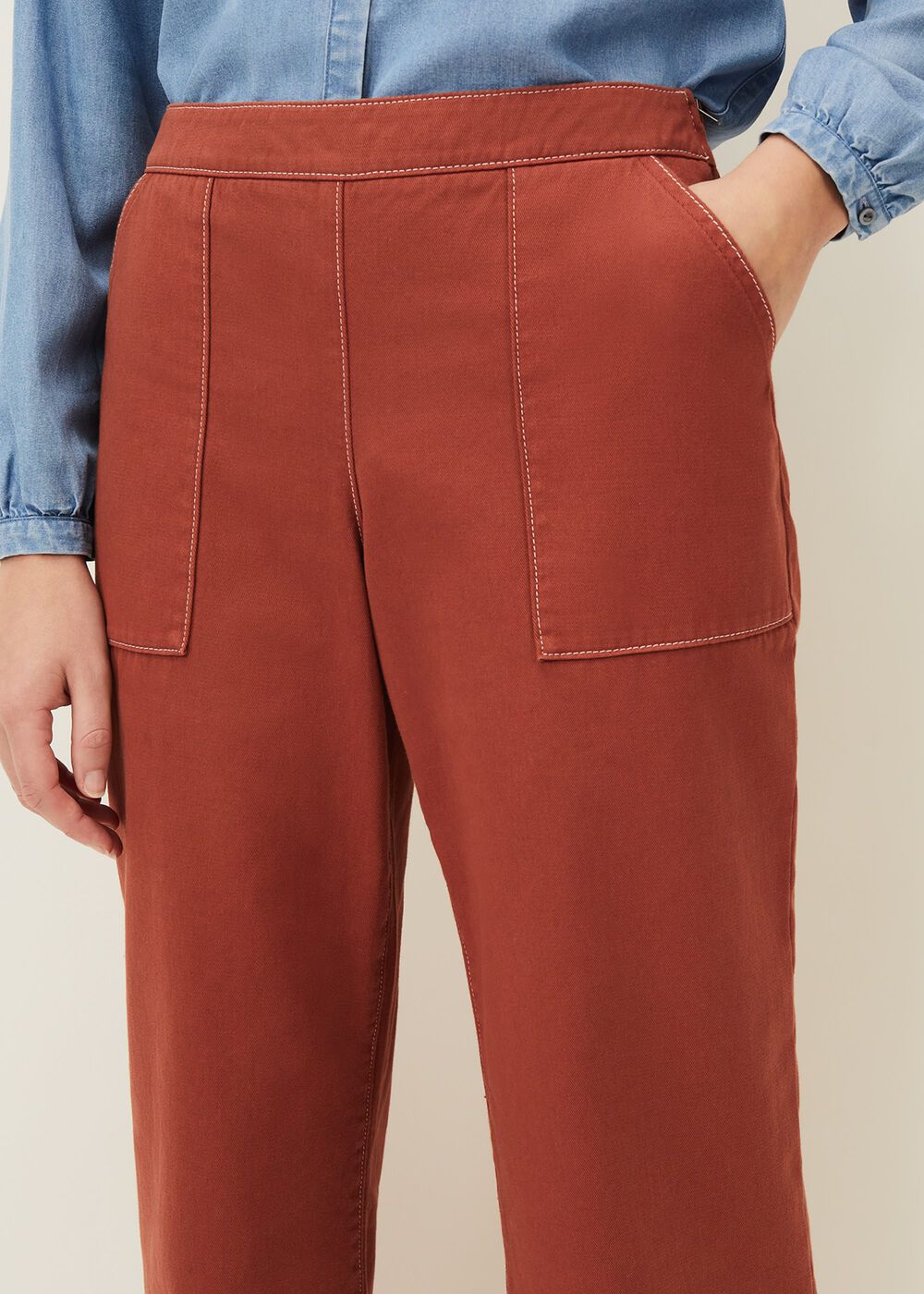 Nora Denim Culotte - Terracotta