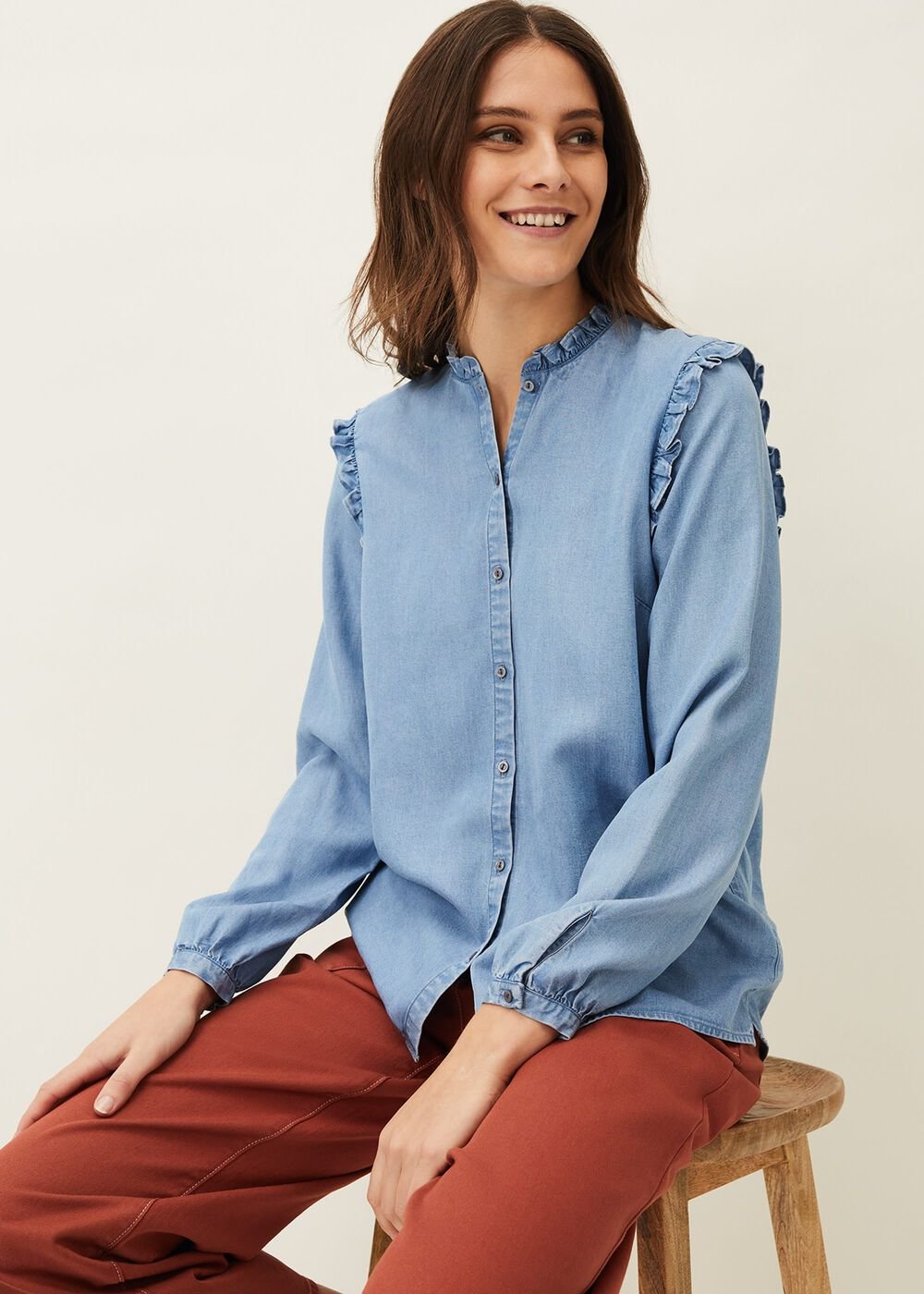 Nora Denim Culotte - Terracotta